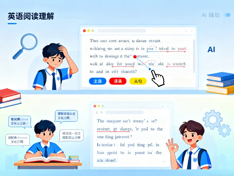 Aice辅助阅读功能界面展示 - 长难句分析 词汇解析 简化表达重写